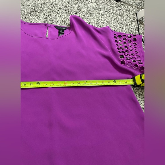 Ali Miles NWOT Cutwork Quarter Sleeve Blouse Purple Top Sz 1X Round Neck Office - Picture 8 of 10